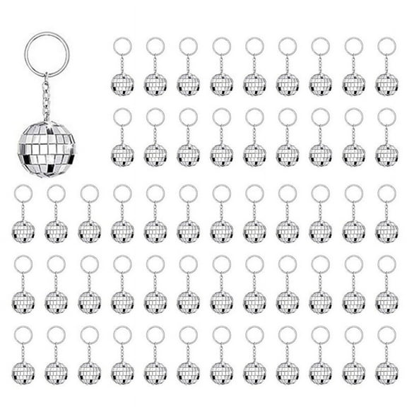 100Pcs Mini Disco Ball Keychain, Mirror Bulk Keyring Favors for 70s 80s Supplies