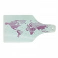 thumbnail image 1 of Pale Pink Cutting Board, World Map Continents Island Land Pacific Atlas Europe America Africa, Decorative Tempered Glass Cutting and Serving Board, Wine Bottle Shape, White Pale Pink, by Ambesonne, 1 of 1
