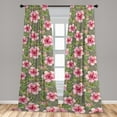 thumbnail image 2 of Romantic Floral Window Curtains, Asian Springtime Flowers Boho with Leaves Watercolor Style Print, Lightweight Decor 2-Panel Set with Rod Pocket, Pair of - 28"x84", Pale Pink Fern Green, by Ambesonne, 2 of 3