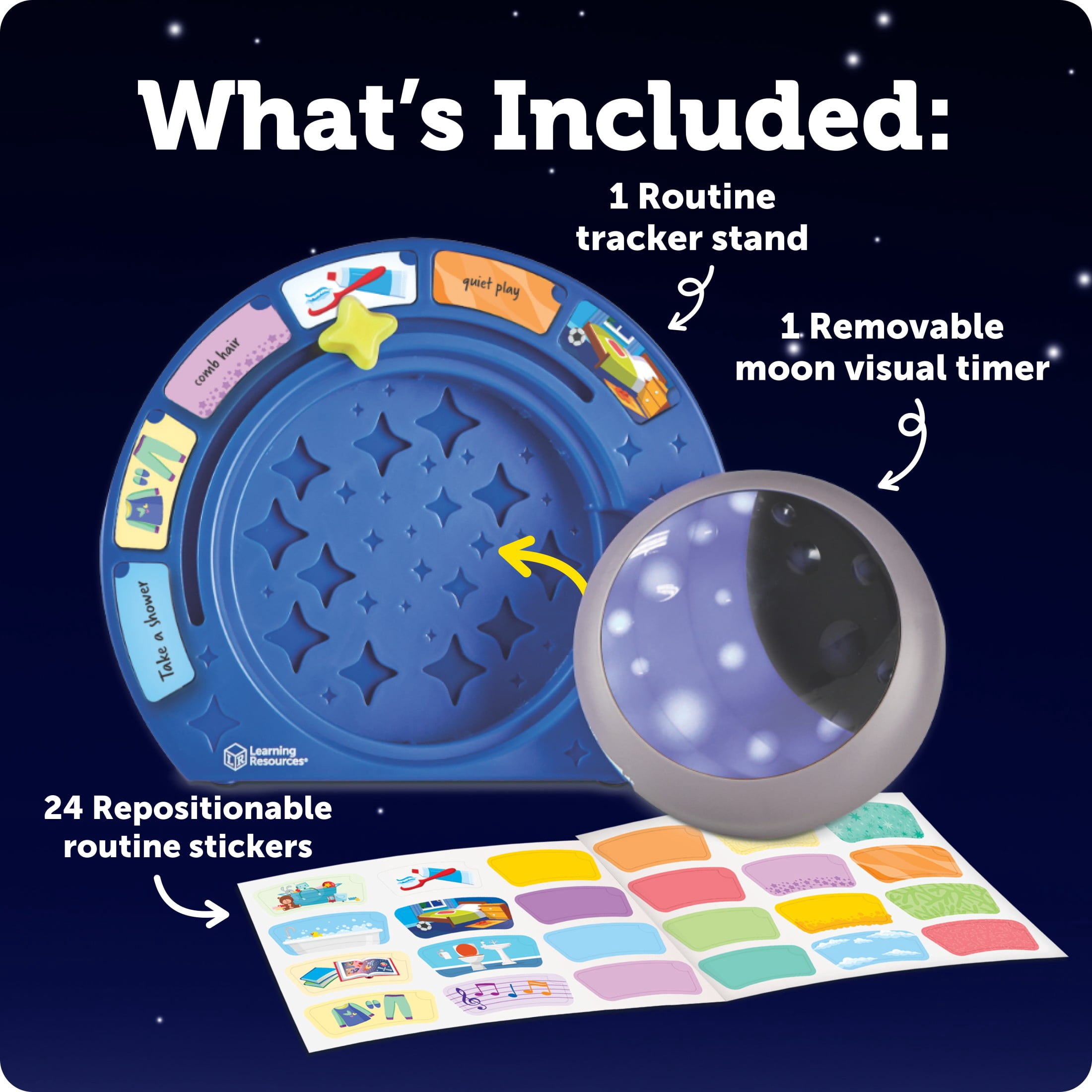 Learning Resources Bedtime Routines  Visual Timer for Kids, Night Light, Ages 3+