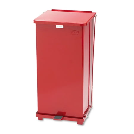 Rubbermaid 13 gal Defenders Biohazard Step-on Trash Can with Liner, Red