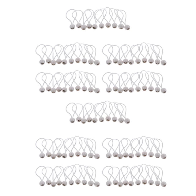 100 Piezas 16 Cm Bola Elástica Lona Elástica Cordones / Correa de 5 Grosor para Camping, Tiendas de Campaña, Carga Blanco Baoblaze Elastic Ball Bungee Rope