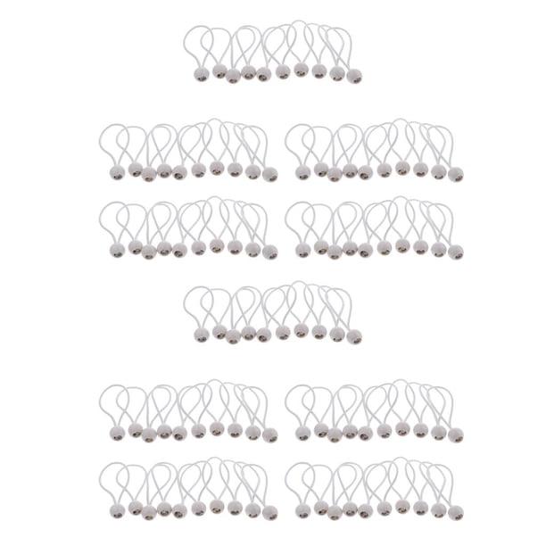 100 Uds Cuerdas Elásticas DYNWAVEMX 162mm 5mm para Asegurar Lona de Dosel Blanco