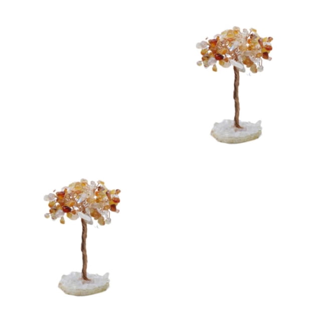 Bearachild Elegante árbol de cristal curativo artificial para un toque de sofisticación Árbol de alambre de cobre artificial ágata roja ágata roja 2Conjunto