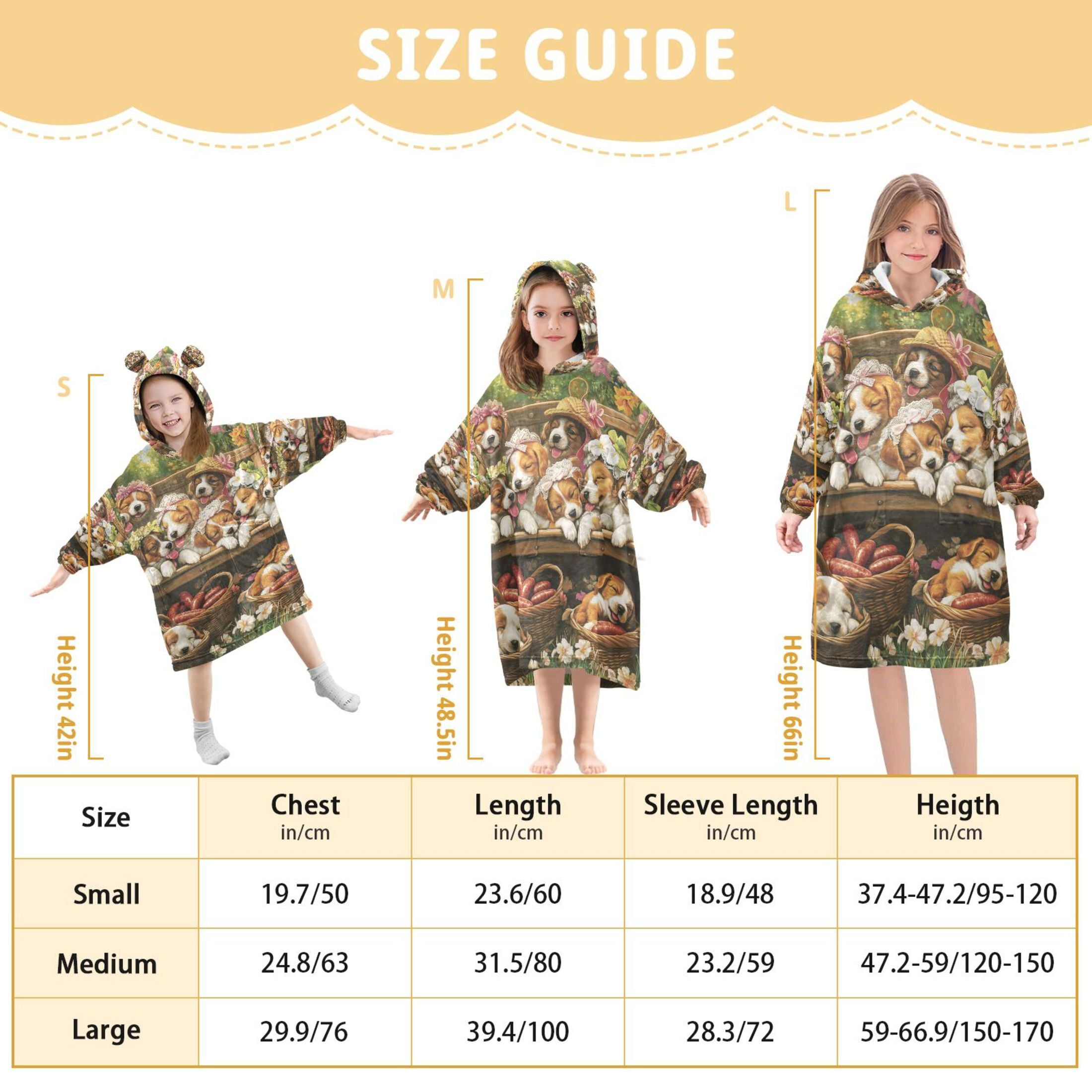YAZAOO Kids Wearable Blanket Hoodie Warm and Cozy Puppy Playdate in Bloom Flannel Sweatshirt