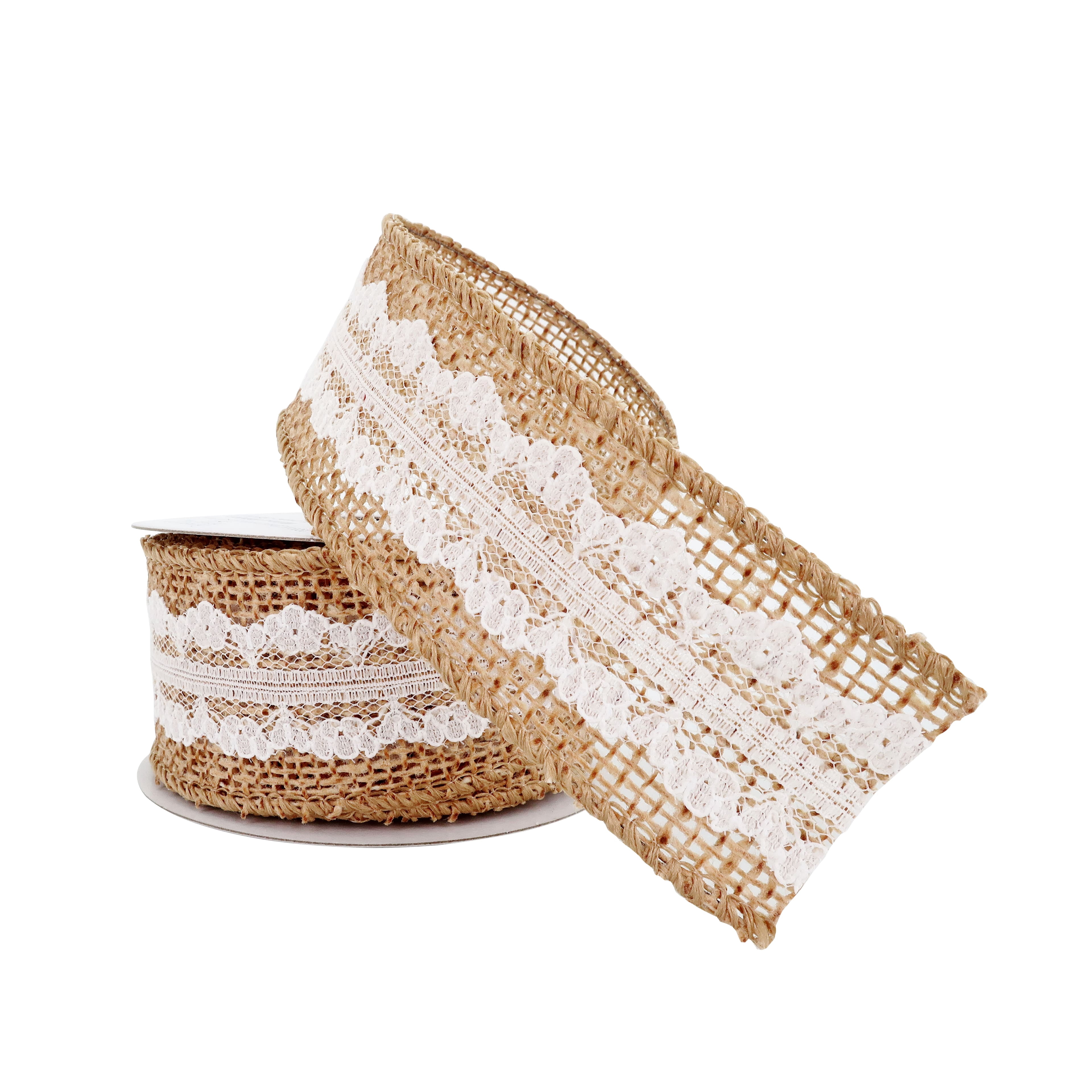 12 Pack: 1.5" x 3yd. Faux Burlap & Lace Wired Ribbon by Celebrate It Classic