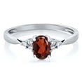 thumbnail image 3 of Gem Stone King 14K White Gold Red Garnet and Diamond Engagement Ring for Women (0.56 Cttw, Gemstone Birthstone, Available in Size 5, 6, 7, 8, 9), 3 of 5