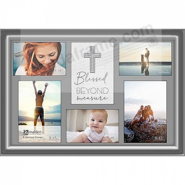 BLESSED BEYOND MEASURE GRAY COLLAGE frame 5 opening 4x6 5x7 photos by