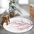 thumbnail image 3 of Round Rug 3.3Ft Washable Non-Slip, Pink Cherry Blossom Circle Area Rugs for Living Room Bedroom, Spring Branches Floral Watercolor Indoor Floor Mats Carpet Runner for Home Decor Aesthetic, 3 of 8