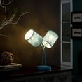 thumbnail image 3 of 17â€ Blue Laser Cut Floral Metal Two Light Table Lamp, 3 of 4