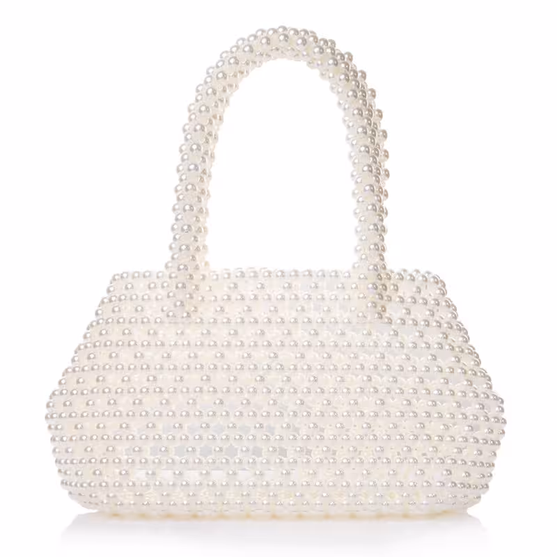 Pearl, variant on Acrylic Beaded Handbag Top-handle Clutch Evening Tote Bag for Wedding Party