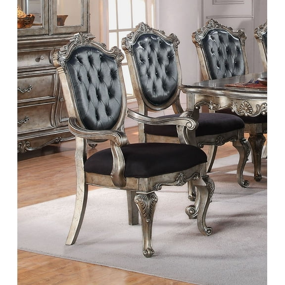CoSoTower Silver Grey and Antique Platinum Tufted Side Chair (Set of 2)