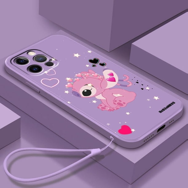 Funda de teléfono de Disney Art Stitch Cool Love para Apple iPhone 14 13 12 Mini 11 XS Pro Max X XR 8 7 6 Plus SE funda de cuerda líquida suave Fivean unisex