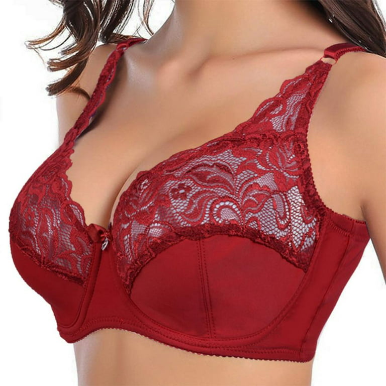 Xmarks Women's Plus Size Minimizer Underwire Unlined Bras with Embroidery  Lace 80C/36C-100D/44D