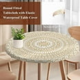 thumbnail image 3 of Round Table Cover 36-44 Inch, Waterproof Reusable Table Cloth Round Fitted Vinyl Tablecloth with Elastic Edged for Parties Outdoors, Mandala Pattern, 3 of 4