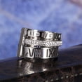 thumbnail image 4 of Anillo de acero inoxidable con números romanos de circonia cúbica para mujeres y niñas, anillos 3 en 1 Spinner 8 JAMW Sencillez, 4 of 5