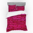 thumbnail image 2 of Urban Duvet Cover Set, Colored Brick Wall Geometric Grunge Detailed City Fashion Building Theme, Bedding Set with Shams and Fitted Sheet, 3 Sizes, by Ambesonne, 2 of 3