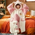 thumbnail image 3 of Conjuntos de pijama con capucha para mujer, ropa de dormir de lana de Coral gruesa y cálida, ropa de casa bonita para mujer, Otoño e Invierno, 3 of 3
