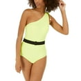 thumbnail image 2 of DKNY ORCHID Belted One-Shoulder Tummy-Control One-Piece Swimsuit, US 16, 2 of 3