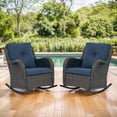 thumbnail image 3 of Giantfurnni Wicker Patio Rocking Chairs Set of 2,High Back Rocking Chair with Cushions, Patio Rocker Chair Set for Porch,Blacony,Yard, 3 of 9