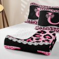 thumbnail image 4 of Manfei Leopard Print Bow Letter U Print Quilt King for Girls, Black Pink Initial Bows King Coverlet Set, 4 of 7
