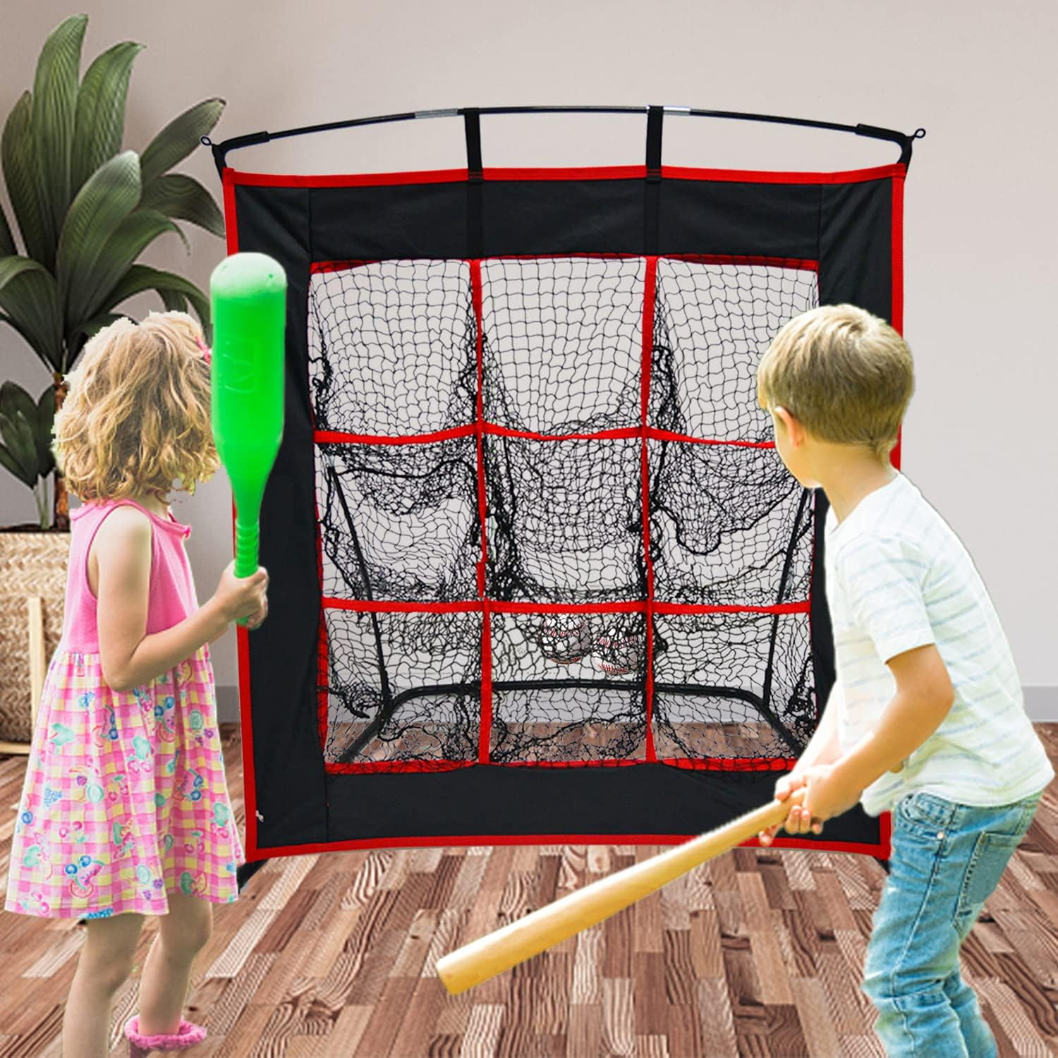 Gagalileo 9-Hole Baseball & Softball Pitching Net, Heavy-Duty Steel Frame Strike Zone Target, Portable Accuracy Trainer for Backyard Practice