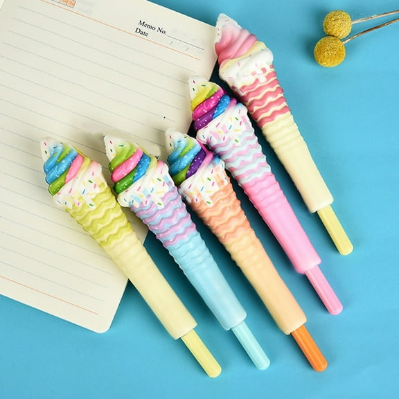 Cartoon Pen Eco-friendly Wear Resistant PP Ice Cream Shaped Gel Pen for Home Purple pu
