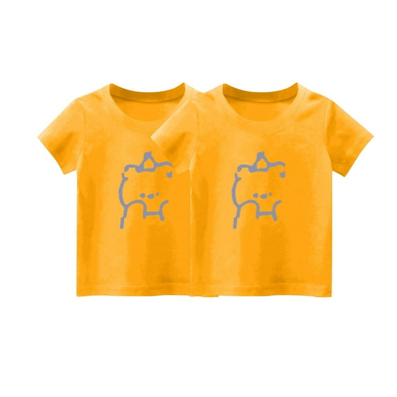 fatyb 2 Pack Kids T-Shirts Girls Cute Print Graphic Tee Tops Boys Short Sleeve Loose Cotton T Shirts