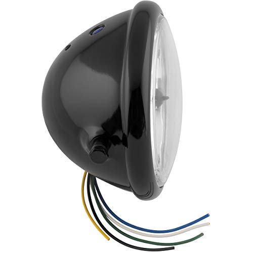 Biker's Choice Headlight with High Beam (5-3/4" / Side Mount) (Black/Clear)