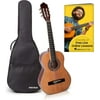 Classical Guitar with Soft Nylon Strings by Hola! Music, Half 1/2 Size 34 Inch for Junior Kids Model HG-34GLS, Natural Gloss Finish - FREE Padded Gig Bag Included