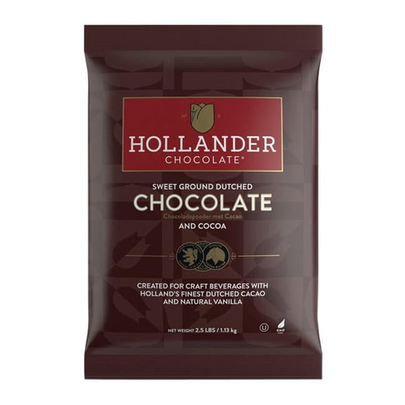 Hollander Barista Sweet Ground Dutched Chocolate Powdered Drink Mix cs 10/2.5 lb