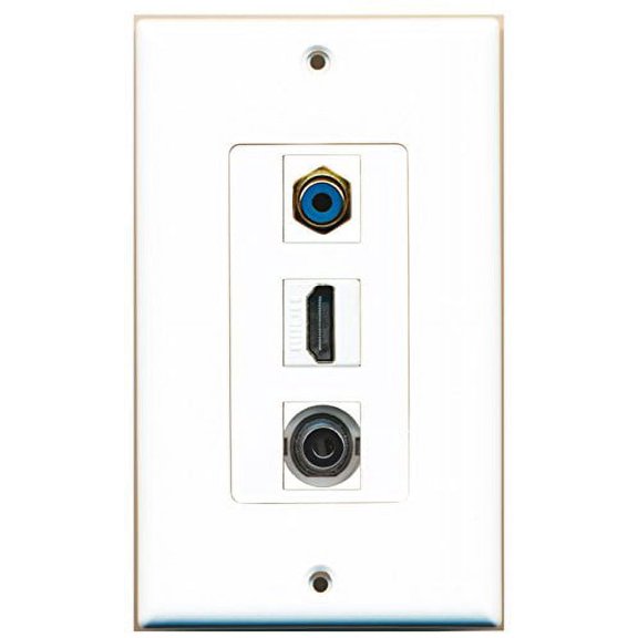 RiteAV - 1 Port HDMI and 1 Port RCA Blue and 1 Port 3.5mm Decorative Wall Plate