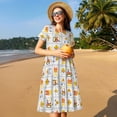 thumbnail image 4 of Rocae Construction Equipments Worker for Dresses Summer Casual Ruffle Short Sleeve Cute Crew Neck Flowy Dress with Pockets, 4 of 6
