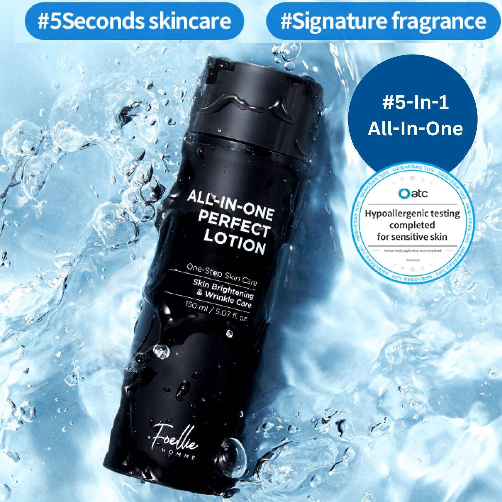 FOELLIE Homme All-In-One Perfect Lotion, Men's Face Moisturizer 150ml