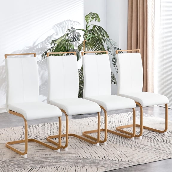Sumdeal Modern Dining Chairs Set of 4,Modern Dining Chairs with C-Shape Metal frame leg with High Density Sponge Leather,Dining Chairs for Dining Room,Kitchen,Living Room