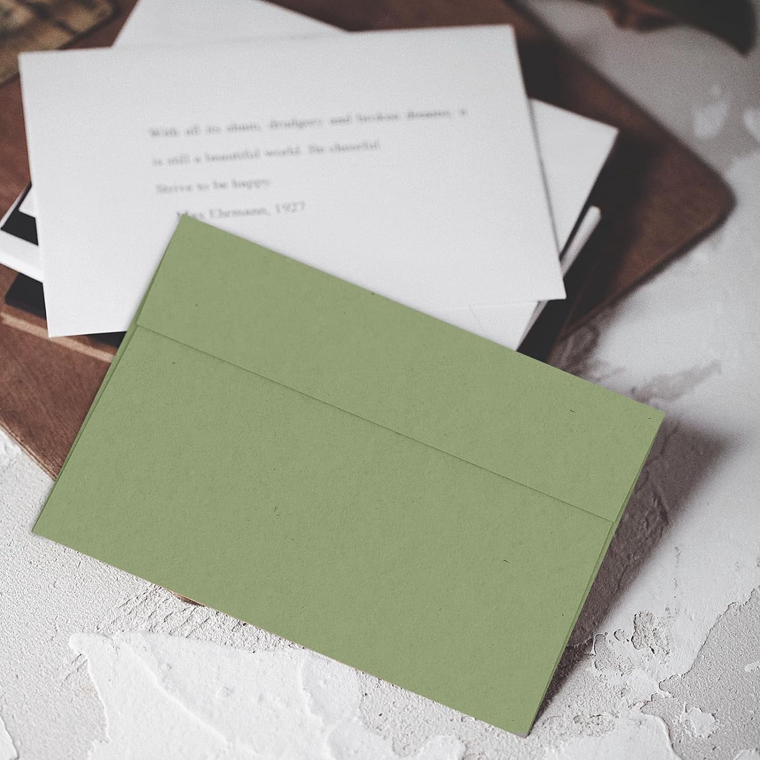 100 Pack A2 Sage Green Envelopes, 4.375 x 5.75 Greeting Card Envelopes 120 GSM, Self Seal Printable for 4.25 x 5.5 Cards, Photos, Invitations, Weddings, Graduation, Baby Shower