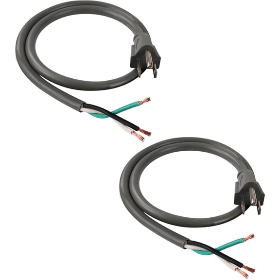 EP 2 Pack 3 ft 14/3C SJTW Appliance and Power Tool Cord, 14 Gauge 3 Prong Heavy Duty Replacement Power Supply Cord Cable, 110V 115V 120V AC Pigtail, 15A, 1875w, Gray