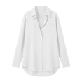thumbnail image 4 of Women's Long Sleeve Button Down Shirts Collared Basic Dress Shirt Loose Fit Casual Tops with Chest Pocket, 4 of 7