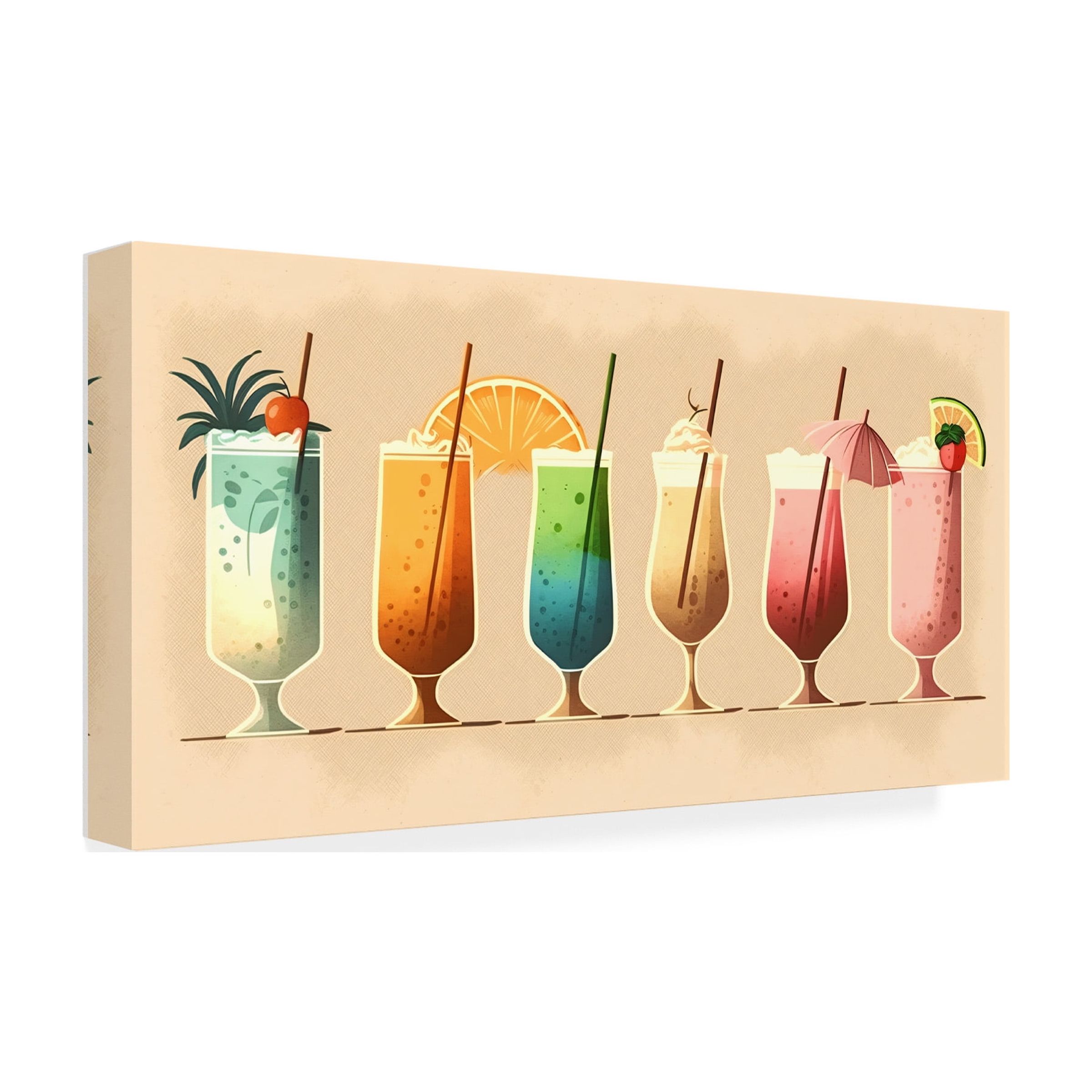 Canvas Wall Art - Ray Heere 'Mid Century Cocktails And Drinks 31' Wall Art for Living Room, Bedroom, or Office DÃ©cor by Trademark Fine Art - 24 x 12 Inches
