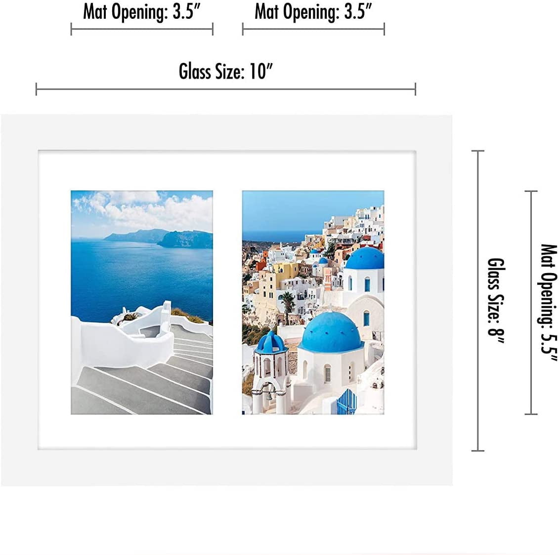 Americanflat 4x6 Double Picture Frame in White- Composite Wood with Shatter Resistant Glass - Horizontal and Vertical Formats for Wall and Tabletop
