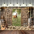 thumbnail image 4 of 20 x 10 ft Western Backdrop, Wild West Cowboy Theme Background, Rustic Barn Door Backdrop Horse Cowboy Happy Birthday Backdrop Western Party Decoration Banner, 4 of 5