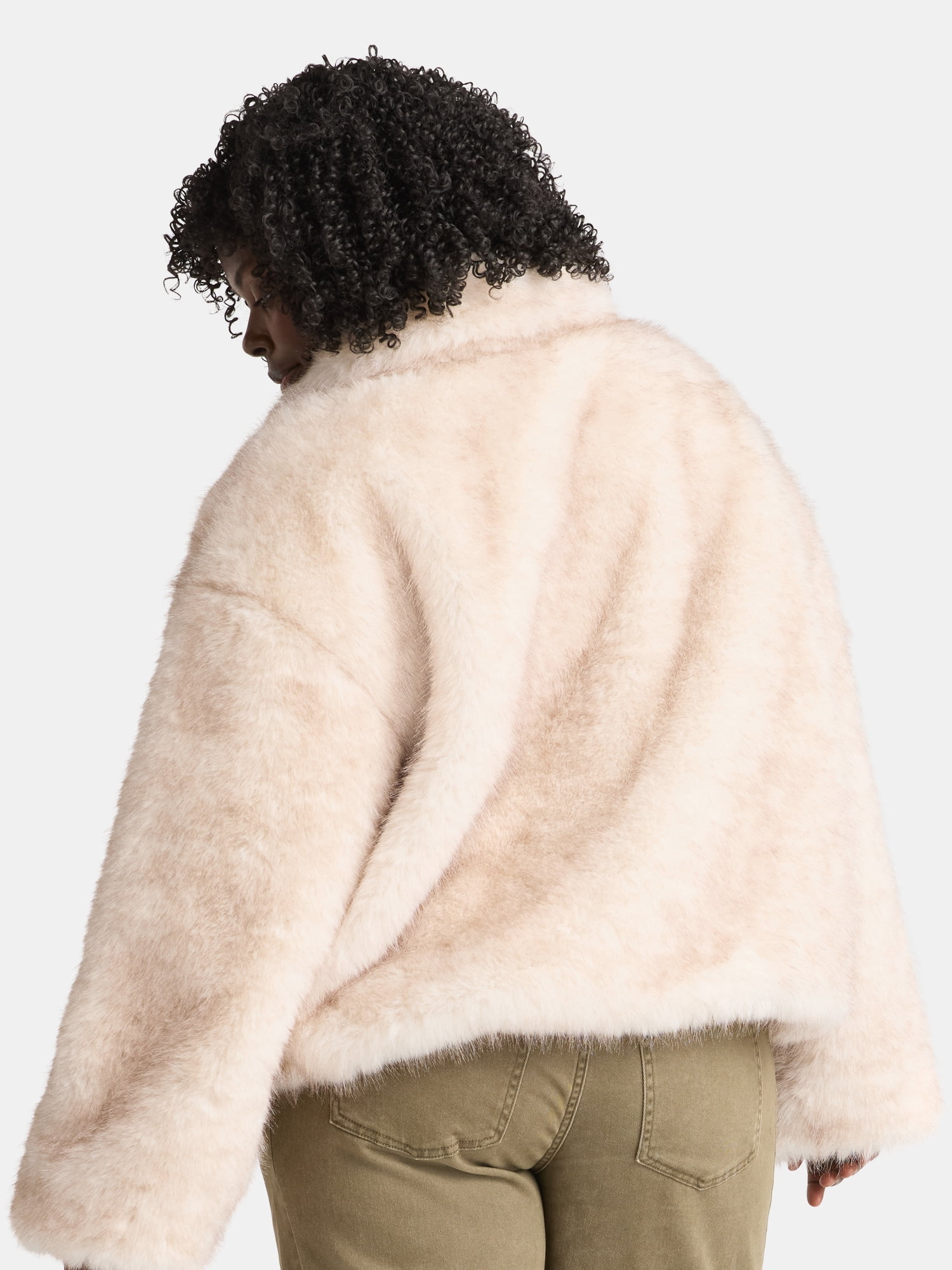 Time and Tru Women's Long Faux Fur Jacket, Sizes XS-3X