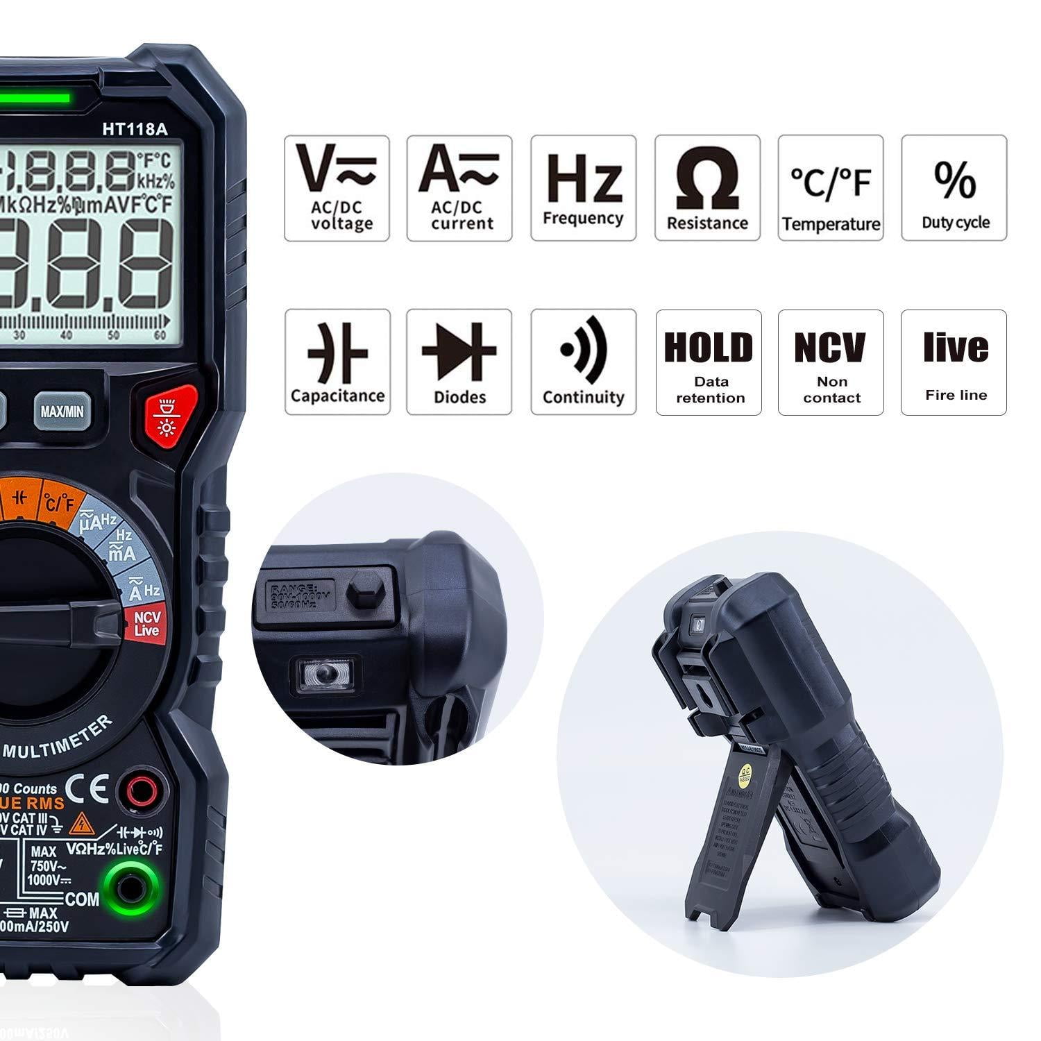 Digital Multimeter TRMS 6000 Counts Volt Meter Auto Ranging Multimeter case