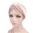 thumbnail image 3 of Visland Women Stretchy No Brim Cross Twist Pleated Hair Wrap Turban Hat Indian Hat Muslim Hat Headwear, 3 of 6