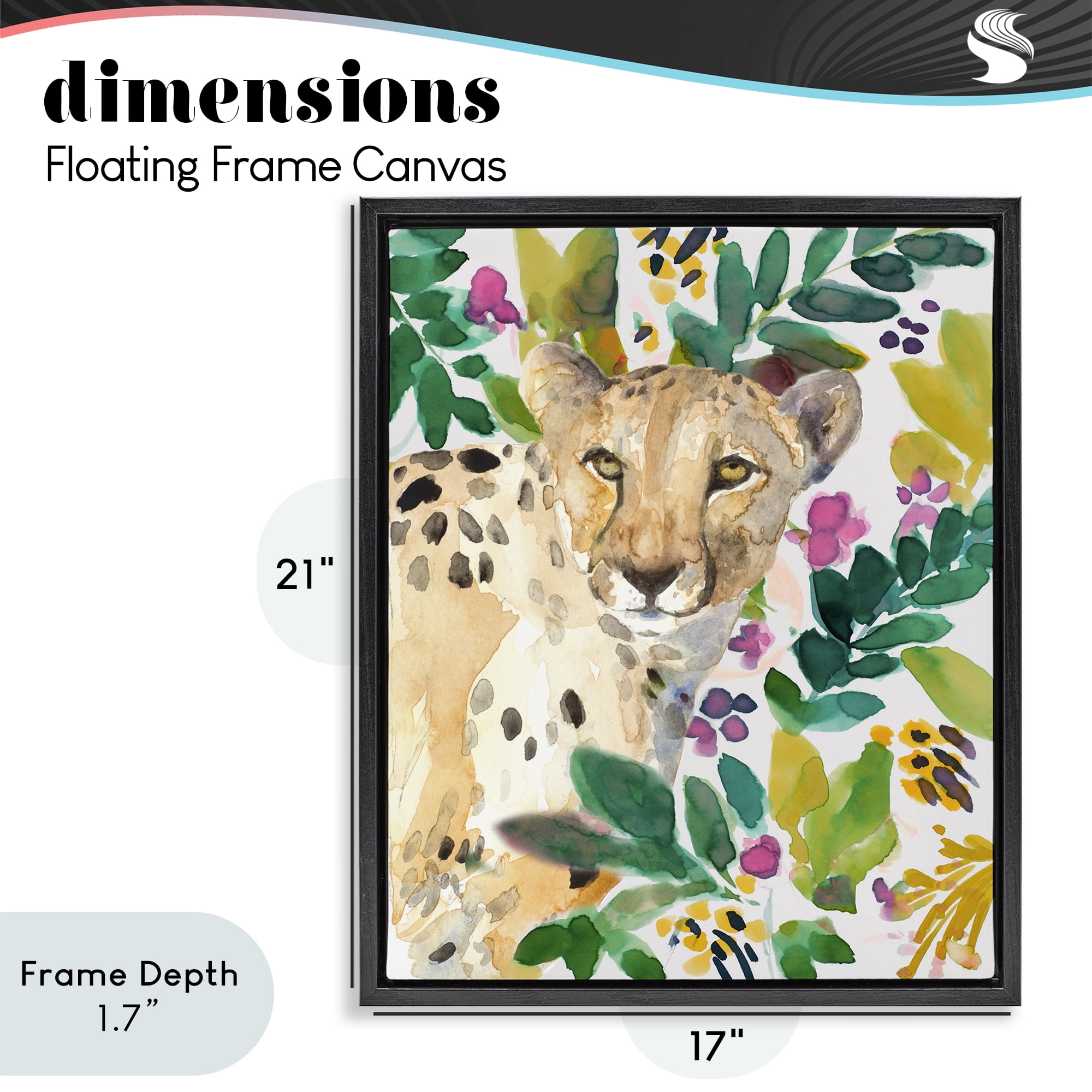 Stupell Industries Garden Plants Cheetah Black Framed Floater Canvas Wall Art, design by Lanie Loreth