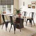 thumbnail image 2 of Gymax Tolix Style Metal Dining Chairs Set of 4 w/ Wood Seat & Removable Backrest Black, 2 of 9