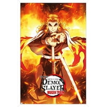 Demon Slayer: Mugen Train - Kyojuro Rengoku One Sheet Wall Poster, 22.375" x 34" Framed