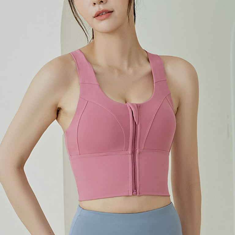 CHGBMOK Sports Bras for Women Underwear Fitness High Strength Shock  Absorbance Thin Zipper Running Breathable Outside Wear Yoga Vest Bra
