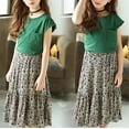 thumbnail image 6 of Summer Kids Girls Sleeveless Pocket T Shirt Top + Mermaid Midi Skirt Kids Outfits Set Dress, 6 of 11
