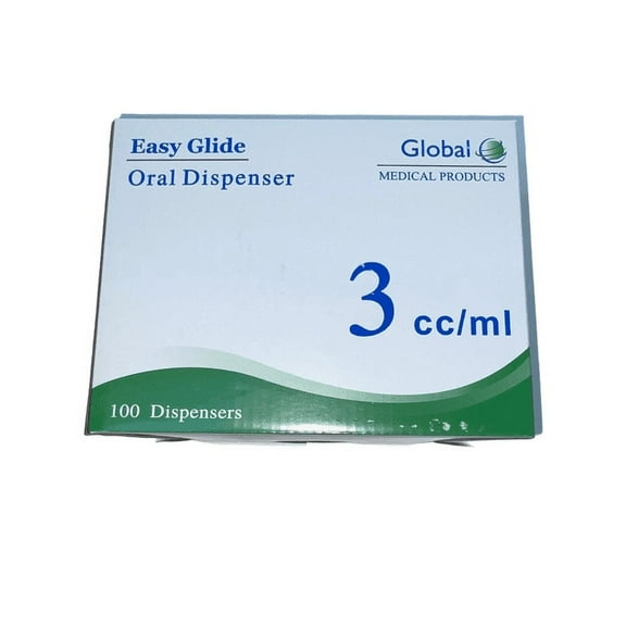 Easy Glide 3ml 3cc Oral Syringe, Sterile, Caps Included, Great for Oral Medicine and Home Care, 50 Pack